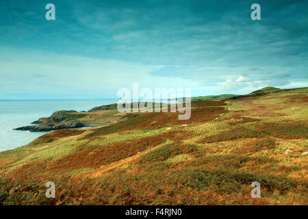 Faro Killantringan dal Southern Upland Way vicino a Portpatrick, Dumfries and Galloway Foto Stock