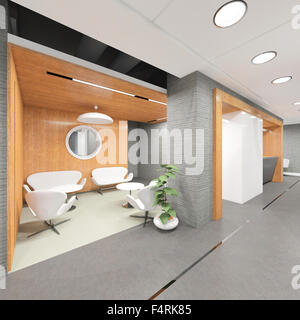 Office lobby con un banco ricevimento visualization Foto Stock