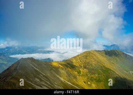 Regione di Allgäu, Algovia Alpi, Baviera, Ridge, il paesaggio di montagna, Germania, Europa, Fellhorn, altezza, sentiero, Oberallgäu, Söllereck, hik Foto Stock