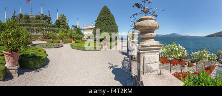 L'Italia, Europa, Stresa, Lombardia, Lombardia, Isole Borromee, Isalo Bella, il parco del Castello, Lago Maggiore, Castello, fiori, alberi, Foto Stock