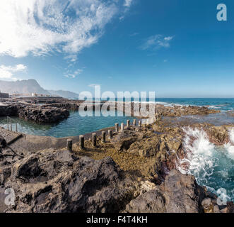 Spagna, Europa, Puerto de las Nieves, Gran Canaria Isole Canarie, piscine naturali, paesaggio, acqua, estate, sul mare Foto Stock