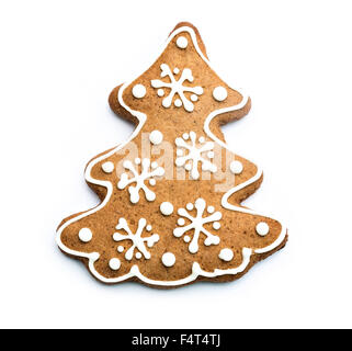 Gingerbread cookie isolati su sfondo bianco Foto Stock