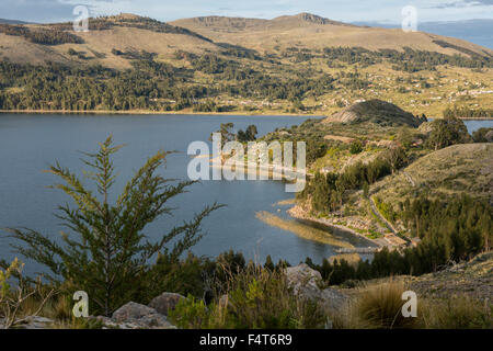 Sud America, America Latina, Perù Lago Titicaca, Suasi Isola, eco lodge Foto Stock