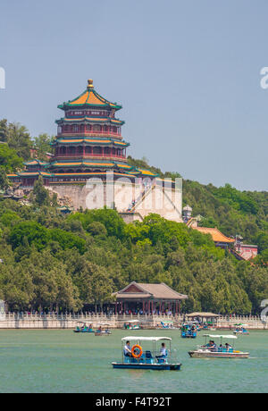 Cina, Pechino, Pechino, città il palazzo d'estate, la longevità Hill, fragranza buddista Pavilion, il Lago Kunming Foto Stock
