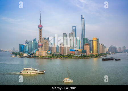 Cina Shanghai City, lo Skyline di Pudong Foto Stock