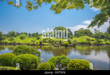 Giappone, Isola di Kyushu, città di Kumamoto, Suizenji Garden Foto Stock
