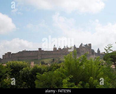 Francia, Europa, dipartimento Aude, Carcassonne, Languedoc-Roussillon, Cite, castello medievale, Foto Stock