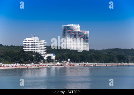 Baltic Beach e hotel Maritim, Timmendorf, spiaggia, mare, Holstein, Schleswig-Holstein, Germania Foto Stock