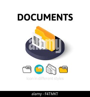 Icona di documenti in stile differente Illustrazione Vettoriale