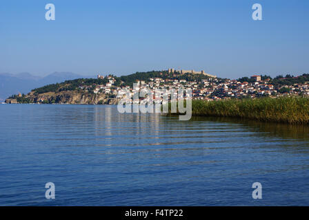 La fortezza dello zar Samuil fotografato a distanza a Ohrid Macedonia Foto Stock