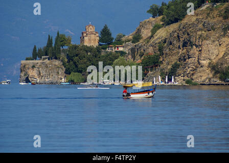 La fortezza dello zar Samuil fotografato a distanza a Ohrid Macedonia Foto Stock