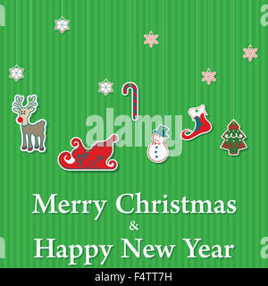 Buon Natale e Felice Anno Nuovo di adesivi Foto Stock