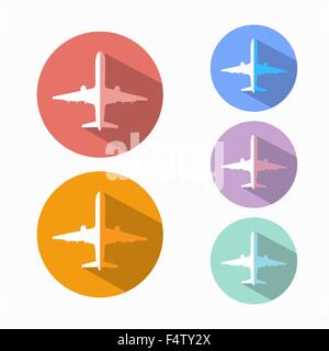 Icone di aeromobili diversi colori con un'ombra Illustrazione Vettoriale