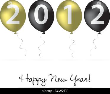 Felice anno nuovo palloncino scheda in formato vettoriale. Illustrazione Vettoriale