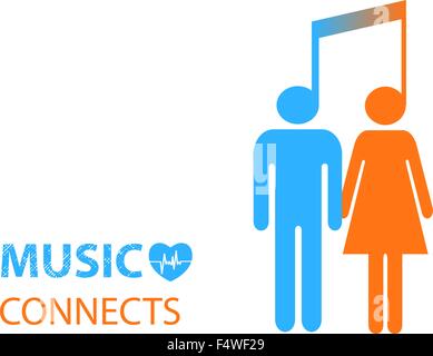 Condividi - due persone ascoltare la stessa musica Illustrazione Vettoriale