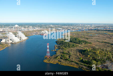 Vista aerea della baia di Newark in New Jersey, STATI UNITI D'AMERICA Foto Stock