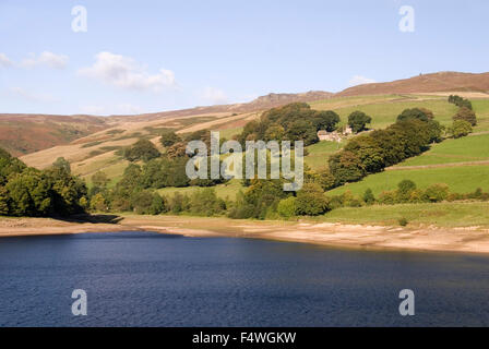 DERBYSHIRE REGNO UNITO - 29 Settembre : inferiore serbatoio DERWENT scarpate in terra esposta dal basso livello dell'acqua su 29 sept 2013 nel picco Dist Foto Stock