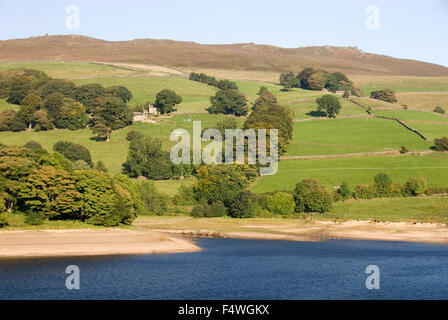 DERBYSHIRE REGNO UNITO - 29 Settembre : inferiore serbatoio DERWENT scarpate in terra esposta dal basso livello dell'acqua su 29 sept 2013 nel picco Dist Foto Stock