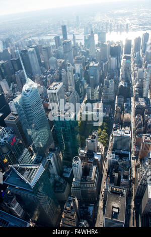 Riprese aeree del centro di Manhattan a New York City USA Foto Stock