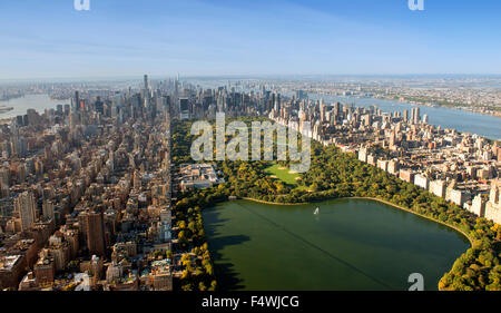 Ripresa aerea di Manhattan e il Central Park da Upper West East Harlem, New York STATI UNITI D'AMERICA Foto Stock