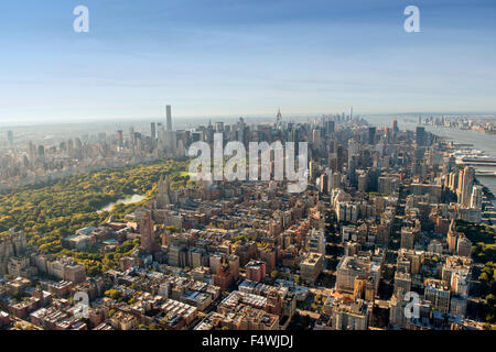 Ripresa aerea della Upper East Side di Manhattan e il Central Park di New York STATI UNITI D'AMERICA Foto Stock