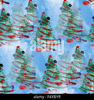 Blu sullo sfondo senza giunture tree anno nuovo texture fatte a mano Foto Stock