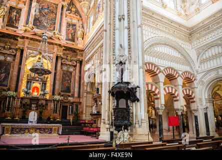 Cordoba, 18 dicembre, 2013 all'interno della Mezquita di Cordova, sulla sinistra la Cattedrale di Nostra Signora dell'Assunzione. Foto Kee Foto Stock