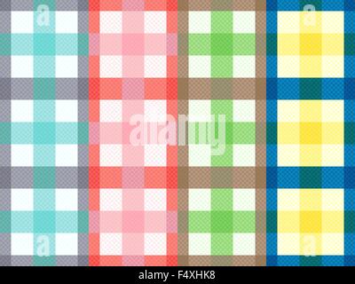 Rettangolare vettore senza giunture con motivo a scacchi quattro Motley Stripe in colori alla moda con varie tonalità Illustrazione Vettoriale