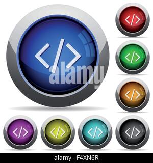 Set di round codice lucido pulsanti. Disposti strato di struttura. Illustrazione Vettoriale