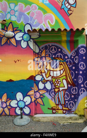 Graffiti a Punta Arabi Hippy Market, Ibiza spagna Foto Stock