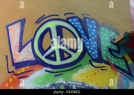 Amore combinato con il famoso simbolo di CND Foto Stock