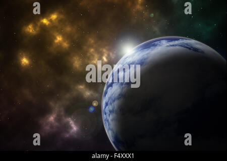 Galaxy e lo spazio astratto sfondo scuro per la Scienza del design. Foto Stock