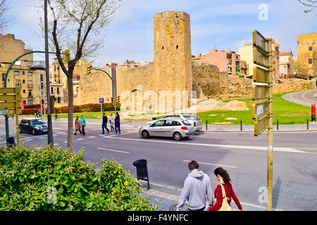 Torre delle monache sul circo romano rovine di Tarraco. UNESCO - Sito Patrimonio dell'umanità. Tarragona Catalogna Foto Stock