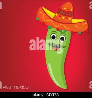 Peperoncino personaggio dei fumetti card in formato vettoriale. Illustrazione Vettoriale