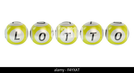 Lotteria giallo sfere isolati su sfondo bianco Foto Stock