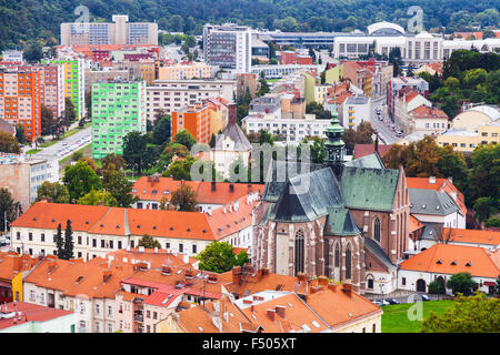 Viaggiare a Brno - sopra la vista della città di Brno con Abbazia Agostiniana di San Tommaso, ceco Foto Stock