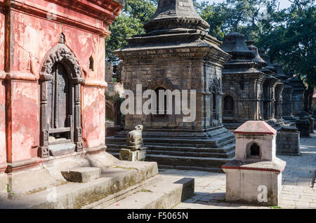 Piccoli santuari nelle colline sopra il tempio di Pashupatinath Foto Stock