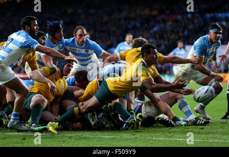 Sarà Genia Argentina V Australia Argentina V Australia, Coppa del Mondo di Rugby di Twickenham 2015, Londra, Inghilterra 25 ottobre 2015 Coppa del Mondo di Rugby 2015, Semi Finali Twickenham Stadium di Londra, Inghilterra Credito: Allstar Picture Library/Alamy Live News Foto Stock