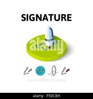 Icona di firma in stile differente Illustrazione Vettoriale