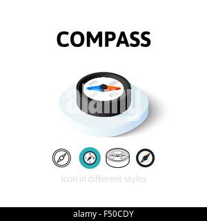 Icona della bussola in stile differente Illustrazione Vettoriale