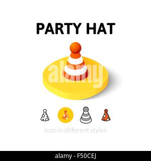 Party hat icona in stile differente Illustrazione Vettoriale