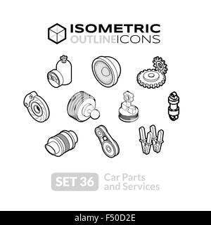 Isometrica icone outline serie 36 Illustrazione Vettoriale