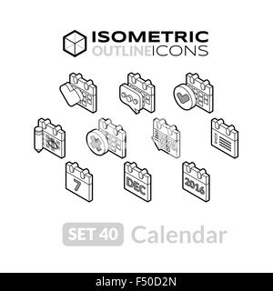 Isometrica icone outline serie 40 Illustrazione Vettoriale