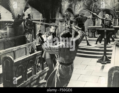 L'attore Richard Greene in una scena del film "parola di Foresta di Sherwood' , Regno Unito 1960 Foto Stock