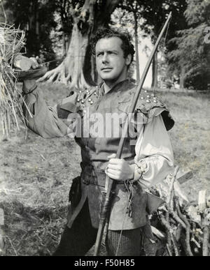 L'attore Richard Greene in una scena del film "parola di Foresta di Sherwood' , Regno Unito 1960 Foto Stock