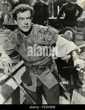 L'attore Richard Greene in una scena del film "parola di Foresta di Sherwood' , Regno Unito 1960 Foto Stock