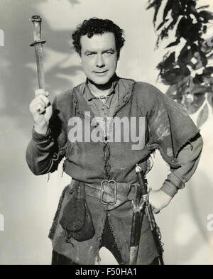 L'attore Richard Greene in una scena del film "parola di Foresta di Sherwood' , Regno Unito 1960 Foto Stock