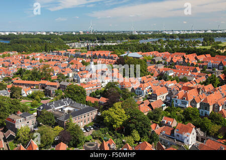 Vista aerea sulla città di Brielle, noto anche come Den Briel, in South Holland, Paesi Bassi. Foto Stock