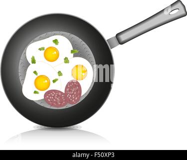 Uova fritte in padella. Vettore. Illustrazione Vettoriale