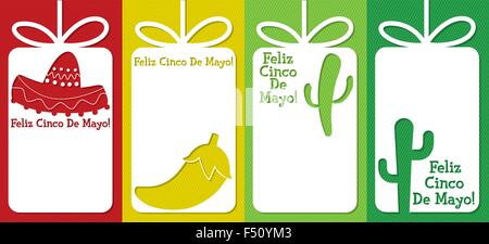 Mexican tagliato fuori la raccolta di tag in formato vettoriale. Illustrazione Vettoriale